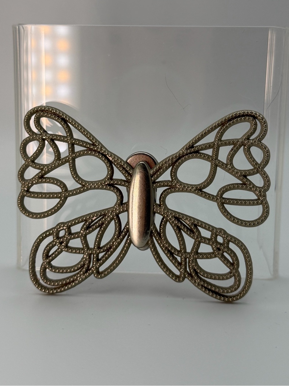 Neiman Marcus Silver-Tone Filigree Butterfly Brooch Scarf Clip